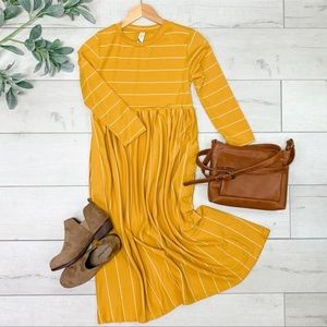 Mustard Midi Babydoll Dress